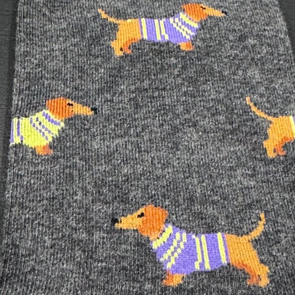 Robert Graham Dachshund Dog Gray Patterned Crew Fun Luxury Dress Socks - Picture 9 of 10